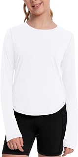 Runhit UPF 50+ Rash Guard for Girls Quick Dry Athletic Tops Kids UV Sun Protection Shirt Workout Long Sleeve Shirts
