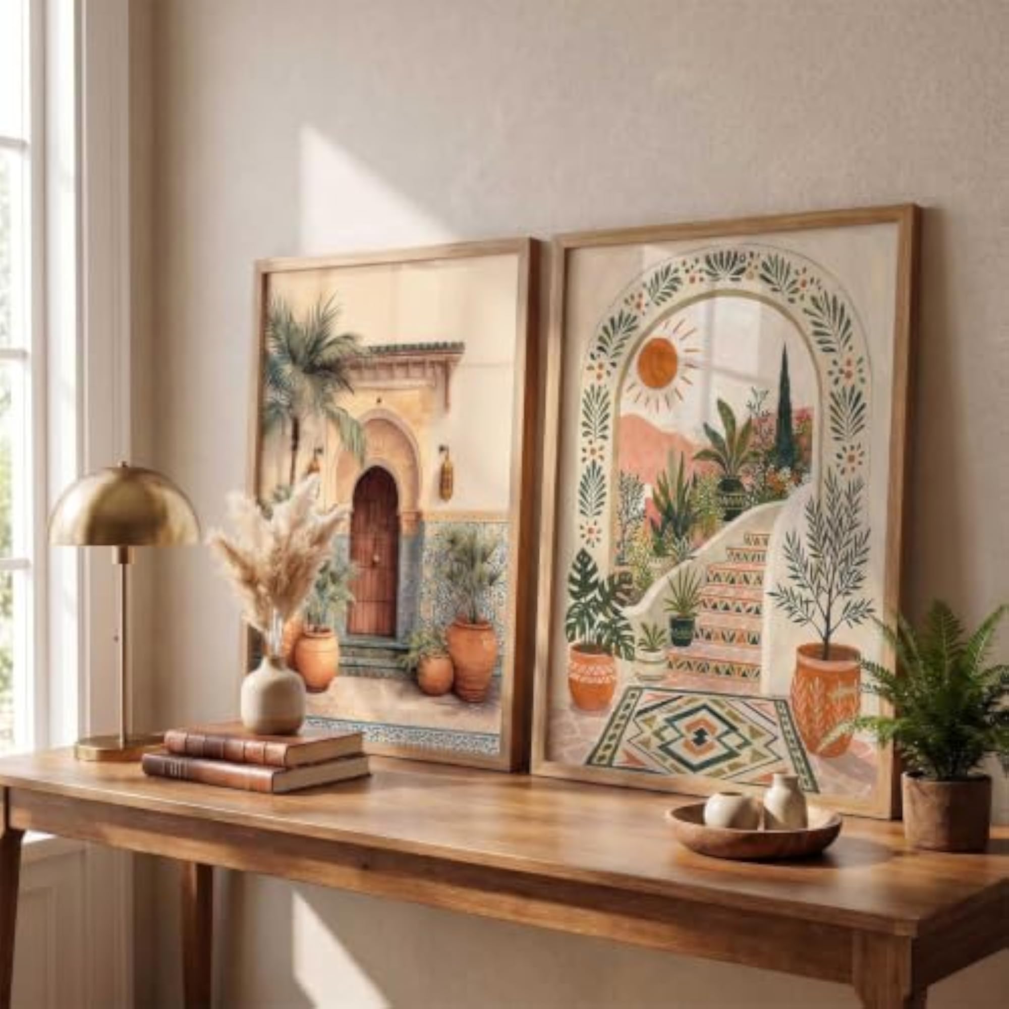 Decorative Modern Wall Art Print With Frame, Set of 2