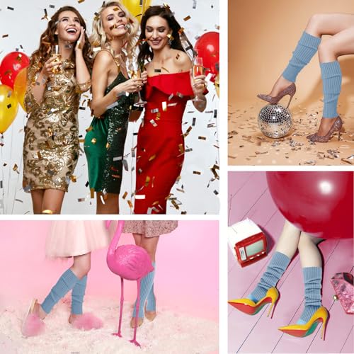 Image of v28 Women Warm Leg Warmers 80s Retro Party Costume Knit Ballet Neon Long Socks