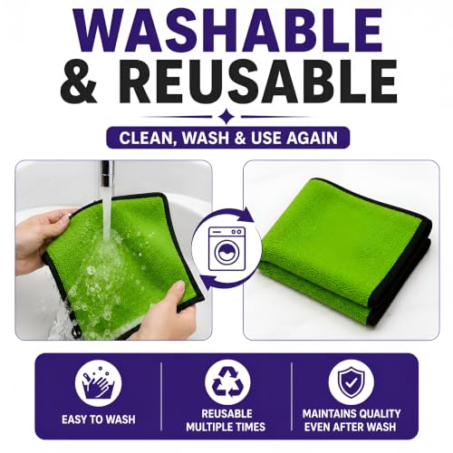 Image of PulGos 4 Pcs Microfiber Cleaning Cloths (30 x 40 cm) | Highly Absorbent | Quick Dry, Lint-Free & Reusable Towels for Streak-Free Shine | Multipurpose Cloth for Home, Kitchen, Office, Car & Glass