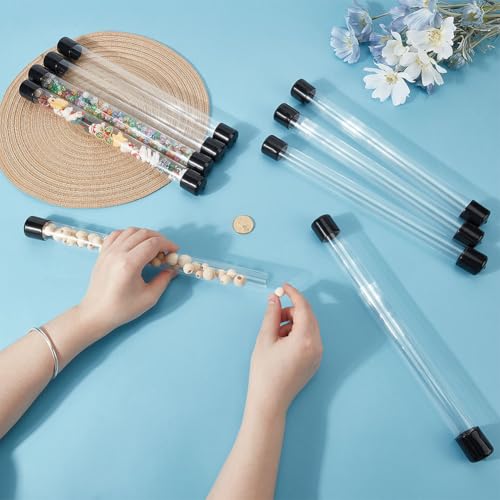 OLYCRAFT 12 Set Klare Steife Röhre 31cm Länge Runde Plastikröhre mit Verschluss 2.5cm Außendurchmesser 2.4cm Innendurchmesser Transparente Aufbewahrungsröhre für Räucherstäbchen Perlen Knöpfe
