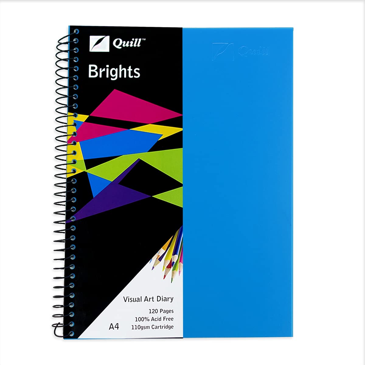 Quill, Diario de arte visual, 110 g/m², polipropileno, A4, 120 páginas, color azul marino