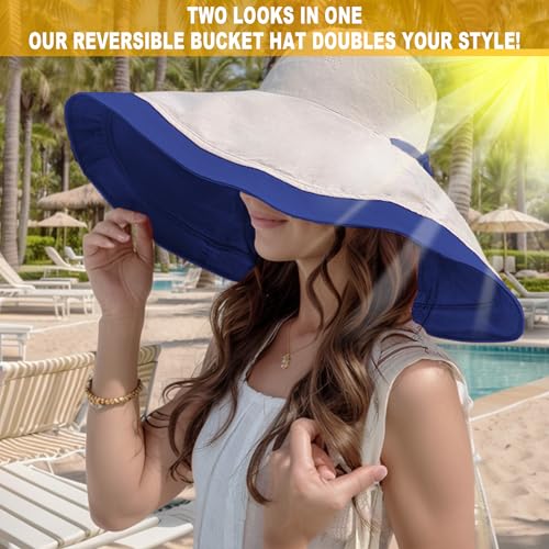 Sombrero de ala ancha para mujer con protección UV reversible miniatura 3