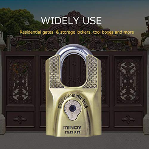 Padlock by Mindy,No Key-Copying Locker Lock Big and Sturdy with Fashion Design(2.34 in Wide/1.2 Pounds)