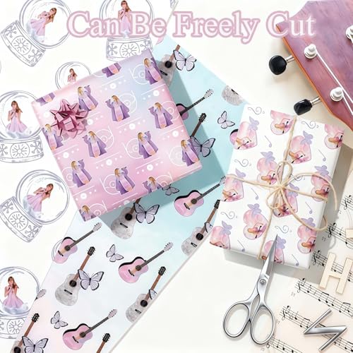12 PCS Taylor Wrapping Paper, Music Themed Fan Gift Wrap for Girls, Birthday Wrapping Paper for Presents, Decorative for Party Celebration (50 * 70cm) - Image 3