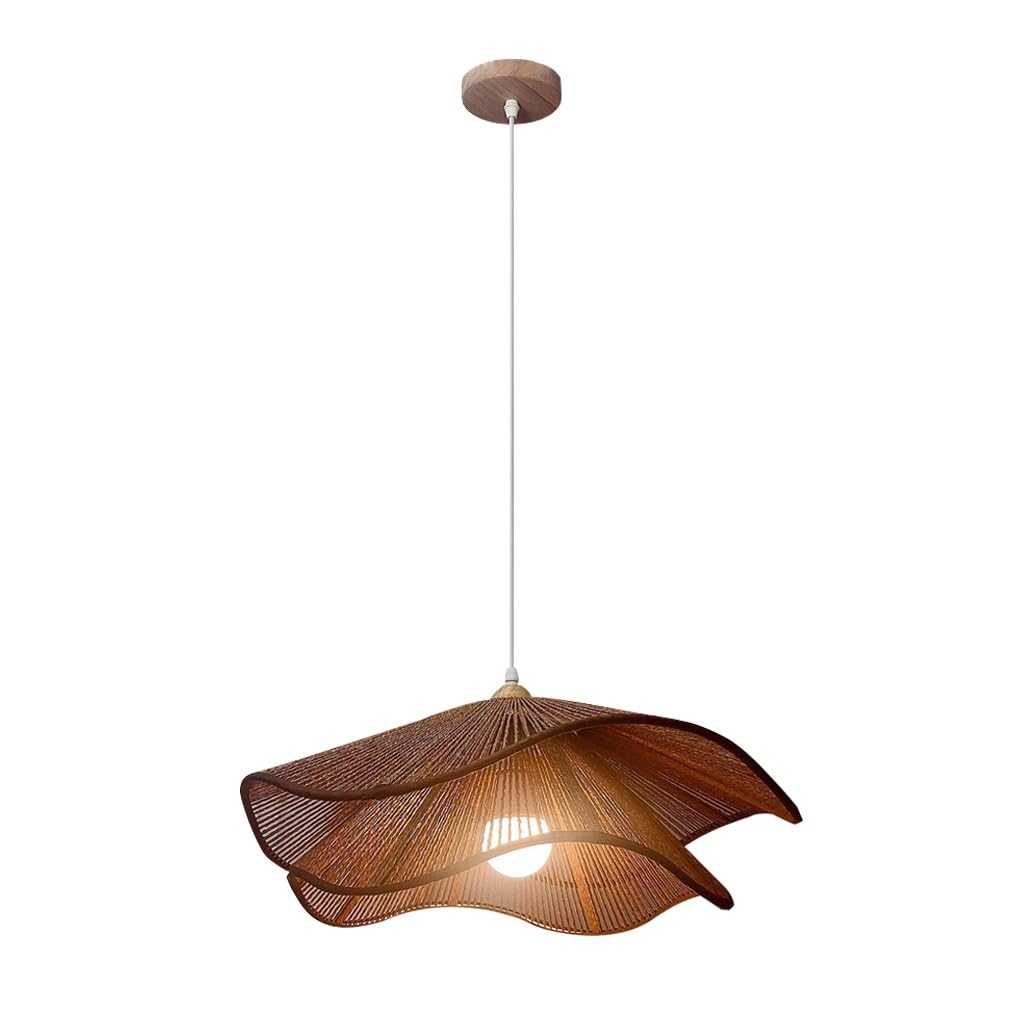 Lampadario In Vimini Con LED Lampada A Sospensione Intrecciata A Mano Lampadario In Stile Retrò A Forma Di Petalo Stile Bohemien Per Sala Da Pranzo Isola Della Cucina Soggiorno(Marrone,40CM)