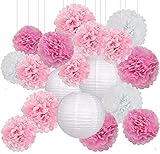 Crea una fiesta divertida y festiva con estos hermosos pompones. Estas coloridas decoraciones para fiestas son una forma agradable y económica de festejar. Agregue un toque especial a su ceremonia de boda / baby shower / fiesta de cumpleaños / decoración de su hogar / fiesta / guardería / para la recepción / té de cocina y otras artesanías. Este pompón de flores de papel de seda utiliza un kit de papel de primera calidad, bueno para la decoración de la habitación y todo tipo de eventos al aire libre / bajo techo. El Tissue Pom Pom está embalado individualmente y es fácil de seguir. Banda incluida. Se enviará plano y solo tienes que esponjarlo y colgarlo. El paquete incluye: 3 colores con 3 tamaños de pompones de papel (paquete de 8, 10, 12 pulgadas) en una caja, un total de 18 piezas de pompones de papel por caja con 3 linternas de papel.