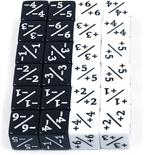 DollaTek Counters D6 Dice 12X White +1/+1 & 12X Black -1/-1 for CCG MTG Magic The Gathering Card Games 12 PCS Token & Loyalty Dice 24 PCS with Bag