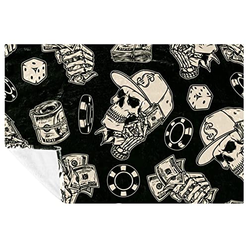 Couverture tête de mort 150x100 cm plaid doux et chaud pour lit et canapé