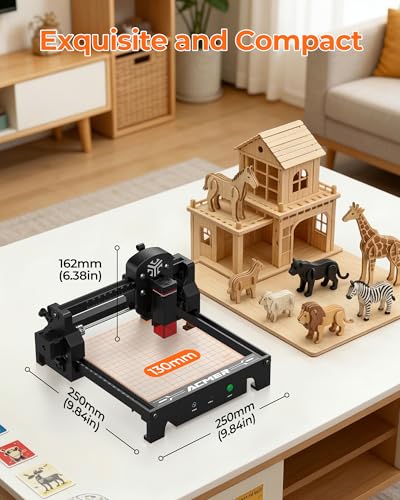 ACMER S1 2500mW Laser Engraver, Portable Cutter & Engraving Machine for Beginners,130&times;130mm Working Area,0.05mm Laser Spot,Creative DIY,Education STEM,Customized Business with Wood,Metal