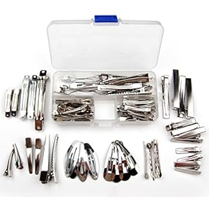 ALL in ONE DIY Hair Clip Kit: Assorted Size & Design – 18 Pieces (Alligator, French Style Barrette, Snap, Bobby Pin) + Container