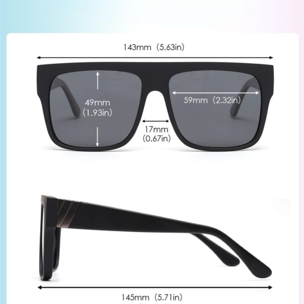 Gafas de sol cuadradas polarizadas grandes con montura de acetato para hombre y mujer, parte superior plana, UV400