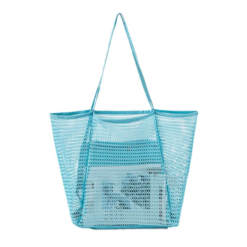 Bolso de playa grande para mujer Tocador Traje de baño Almacenamiento Bolso de mano de malla Bolso de hombro de verano para nadar morado