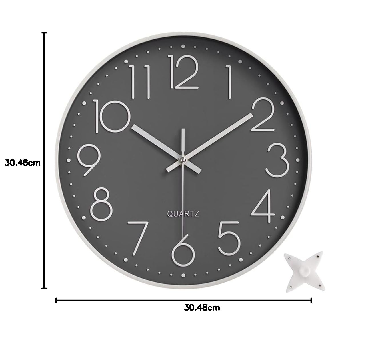Moderno Orologio da Parete Silenzioso Orologio da Cucina Quarzo da 30 cm (Grigio-Bianco)