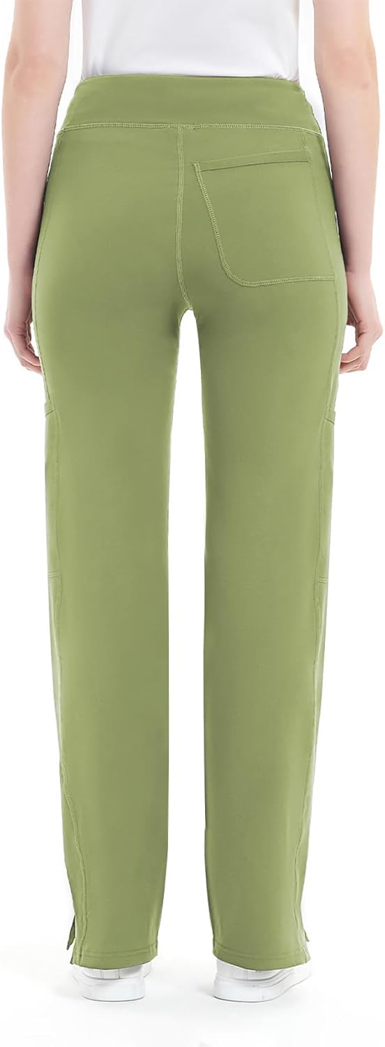 QBK Yoga Scrub Pants Women Mid Rise Yoga Work Pants- Five Pocket Cargo Scrub Pant - Image 3