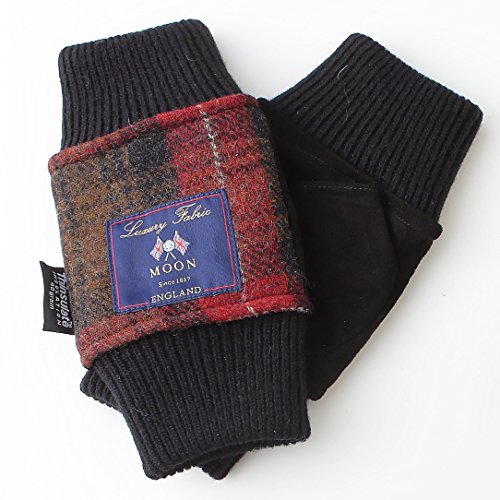 【ムーンツイード】MOON TWEED メンズ 手袋 アームウォーマー AY-17AA0177 (アカチャチェック x ブラック)