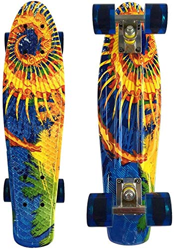 Bprtcra Cruiser Skateboard, 22 pulgadas Penny Board Cruiser Carver Baby Complete Mini Cruiser Skateboard Retro Diseño Principiante Tabla de patinaje clásico para niñas y niños (girasol)