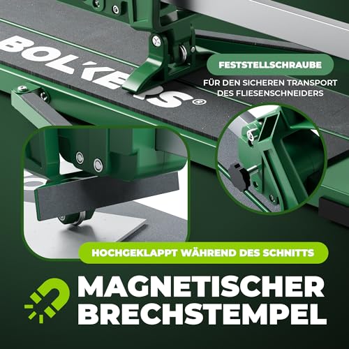 BOLKERS® ProCut S 600 Fliesenschneider - Fliesenschneider 600mm Schnittlänge - präzise Schnitte dank Wolframcarbid-Schneidrad mit Kugellager - Flisenschneidmaschine mit magnetischem Brechstempel