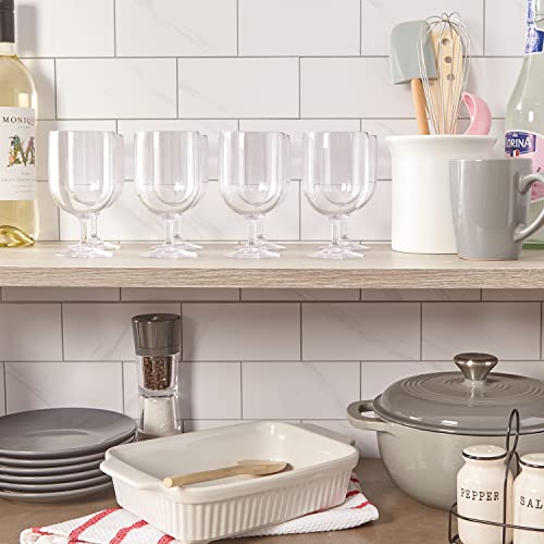 Us Acrylic Stackable 8 Ounce Plastic Wine Stems In Clear | Set Of 8 Reusable, Bpa-Free, Made In The Usa, Top-Rack Dishwasher Safe #TOP3