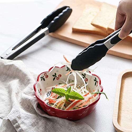 2-Pack of 9\" (Small) & 12\" (Large) Kitchen Tongs Set: Non-Stick Silicone-Stainless Steel Cooking Tongs, BPA Free, Heat Resistant (480°F) - Non-Slip Grip & Locking Metal Food Tongs (Black) - Thumbnail 2
