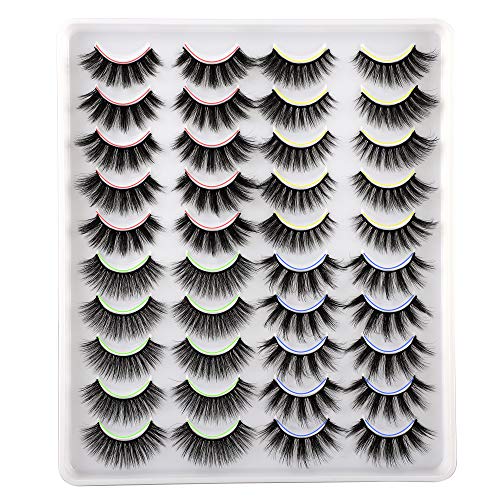20 Pairs False Eyelashes 4 Styles Mixed Fluffy Cat-Eye Wispy Lashes ALPHONSE 3D Volume Luxurious Faux Mink Eyelashes Pack