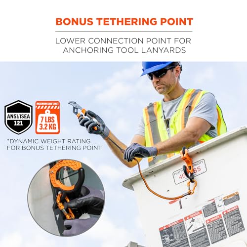 Image of Ergodyne Squids 3178 Locking Aerial Bucket Hook with Tethering Point, Fits 3 inch Lip, Attach Tool Bags or Aprons to Buckets