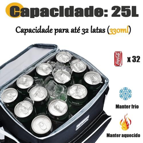 INSMEER Mochila térmica, refrigerador de praia isolado grande refrigerador de acampamento macio à pr