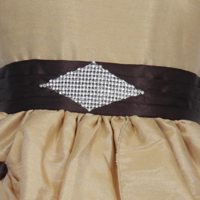 Image of Ripening Baby Girls' Poly Satin Puffed Cap Sleeves and A Square Neckline Gown
