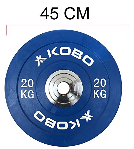 Image of Kobo 5 Kg (51 mm) Bumper Plates Competition Level Olympic Barbell Bar Weight Plate with Machined Steel Collar Elite (Imported) - Sold in Pairs