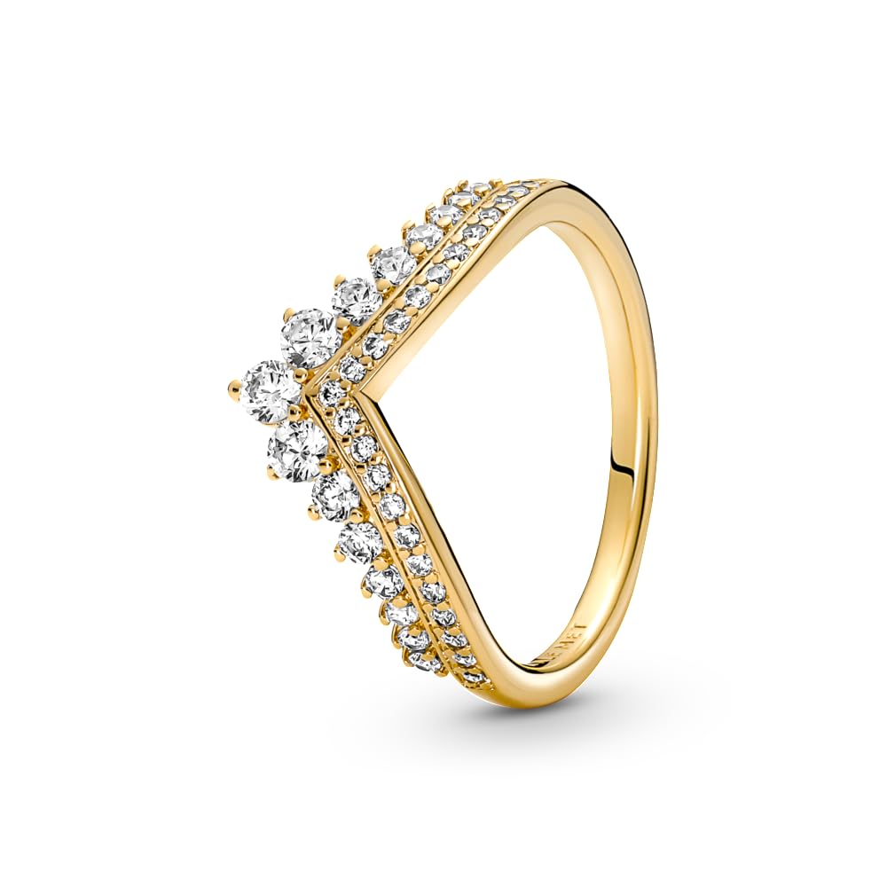 Timeless Wish Tiara Ring - Modern Gold Ring for Women - Layering or Stackable Ring - Gift for Her - Gold-Plated with Clear Cubic Zirconia - With Gift Box