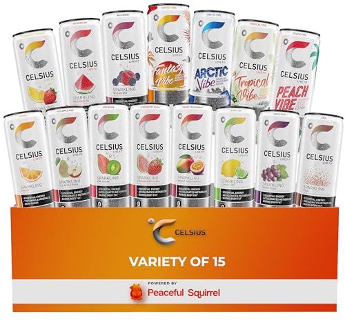 CELSIUS Sparkling Essential Energy Drink Variety Pack - 12 Fl Oz - 15 Unique Flavors