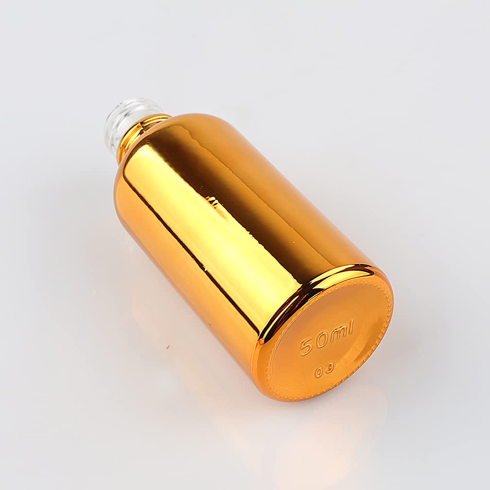 24 Stück 50 ml Leere Gold glasflasche Tropfflasche Pipettenflaschen mit Glaspipette, 50ml Glasflasche mit Tropfpipette mit Gold Schraubverschluss für ätherische Öle, Parfüm Öle