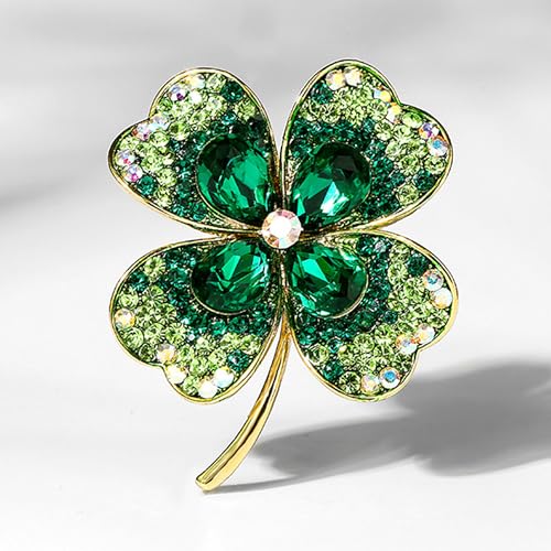 Four Leaf Clover Brooches for Women - Irish Brooch Pin Gifts Lucky Crystal Badge, St Patricks Day Gift for Birthday Party Wedding Decoration - Image 5