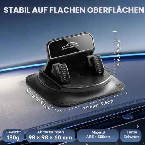 LTFIOON Handyhalterung Auto, 360° drehbarer Klebehalter für Armaturenbrett mit Rutschfester Gel-Basis & Kabel-Clip… – Ansicht 2