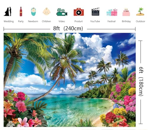 Fondo Fotográfico Verano Playa Hawaiana 8x6FT miniatura 6