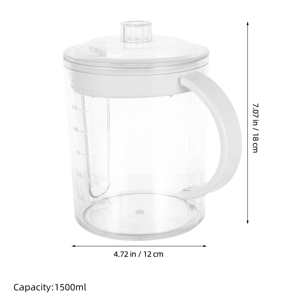 Luxshiny Séparateur de graisse avec filtre 1500 ml - Séparateur de sauce en verre - Peut contenir de l'huile de cuisson - Bol de séparation d'huile - Pot à soupe divisé pour cuisine et restaurant