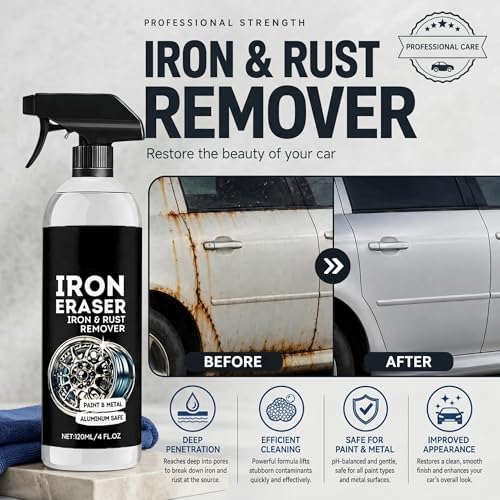 Iron Eraser Iron and Rust Remover, 2PCS Iron Eraser Rust Remover Spray for Car Wheels and Paint, Fast Acting Rust and Brake Dust Remover, 2026 New Professional Automotive Surface Cleaning (0A) — view 7