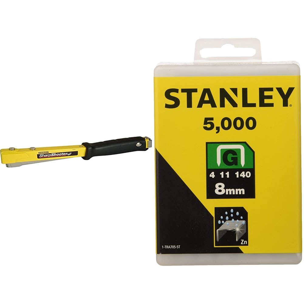 Stanley HAMMER TACKER + Stanley 1-TRA705-5T Lot de 5000 agrafes robustes de type G 8 mm