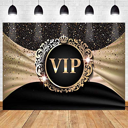 VIP Backdrop for VIP Party Photography MEETSIOY 7x5ft Royal Crown Black Gold VIP Photo Backdrops for Baby Shower Graduation Party Photo Studio Backgrounds Props LFMT319