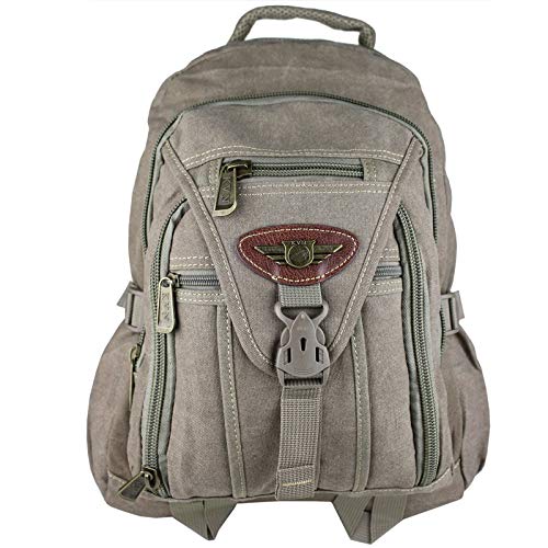 Mochila de Lona Resistente Tamanho Grande Comporta Notebook Bege KVN JA9609