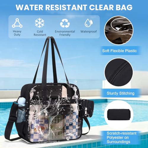 Image of Clear Tote Bag 12x6x12 Stadium Approved Transparent Crossbody Bag with Multi Pockets for Sports Concerts