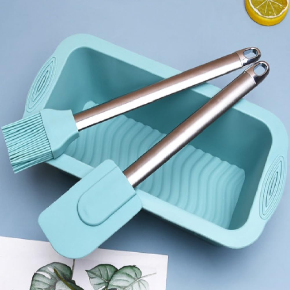 Kznifmk Moule à Pain En Silicone, Moule à Gâteau, Cuisson, Ensemble De 3 Pièces, Moule, Spatule En Acier Inoxydable, Brosse à, Moules à Pain Antiadhésifs
