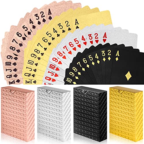 4 Decks Waterproof Plastic Poker Cards for Games and Tricks