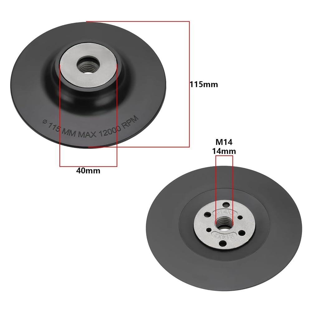 3 cuscinetti di supporto per smerigliatrice angolare in plastica, compatibili con smerigliatrice a disco con filettatura interna M14, diametro 115 mm