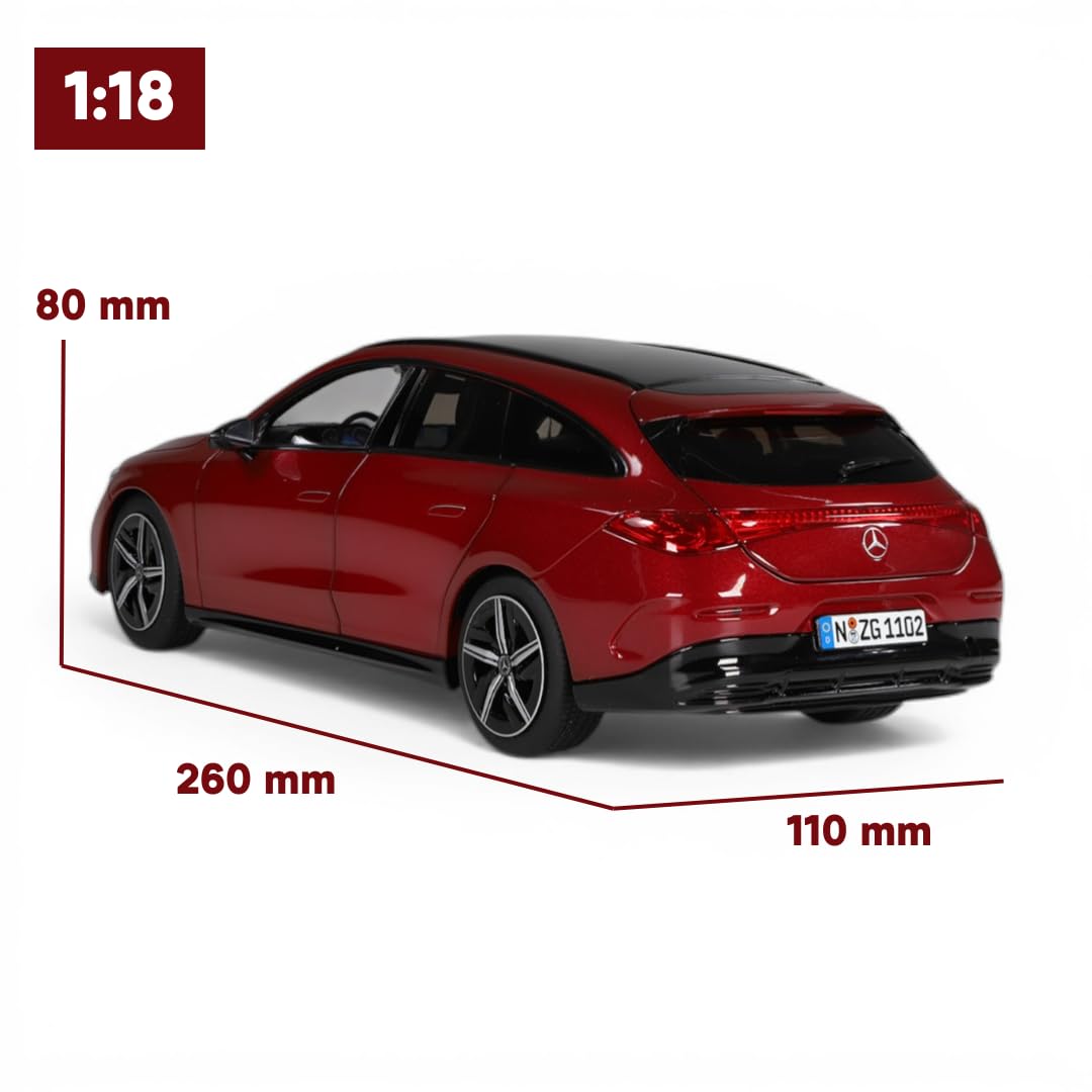 Mercedes Benz CLA Shooting Brake con tecnologia EQ 1:18 Modellino Auto Diecast - Miniatura Premium in bianco polare con tecnologia EQ, modello in metallo ricco di dettagli per collezionisti (rosso