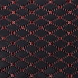 LANOBA Quilted Foam Vinyl Fabric Faux Leather Thick Sponge Backing DIY Upholstery headboard Car Headliner Furniture, 39' x 60', Diamond 2' x 3' (Black&red 4)