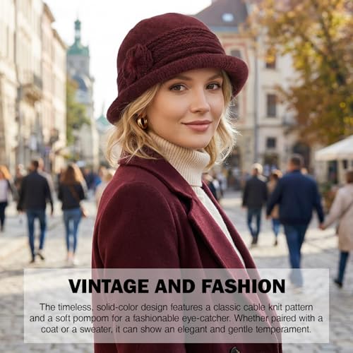 Bonnet hiver chaud femme protégeant du vent avec bord pliable doux - 4