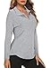 Xnihocha Women's Breathable V-Neck Half-Zip Long Sleeve Sport Shirt Lightweight Quick-Dry for Golf Tennis Running Training Sessions Gray Large