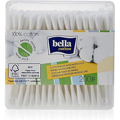 Bella Cotton Wattestäbchen mit Papierschaft in praktischer Box Cover