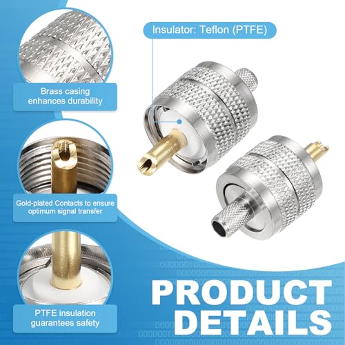 Conector UHF macho PL259 de crimpado de 50 ohmios y 4,1 mm para cable RG316 en dispositivos WLAN 3